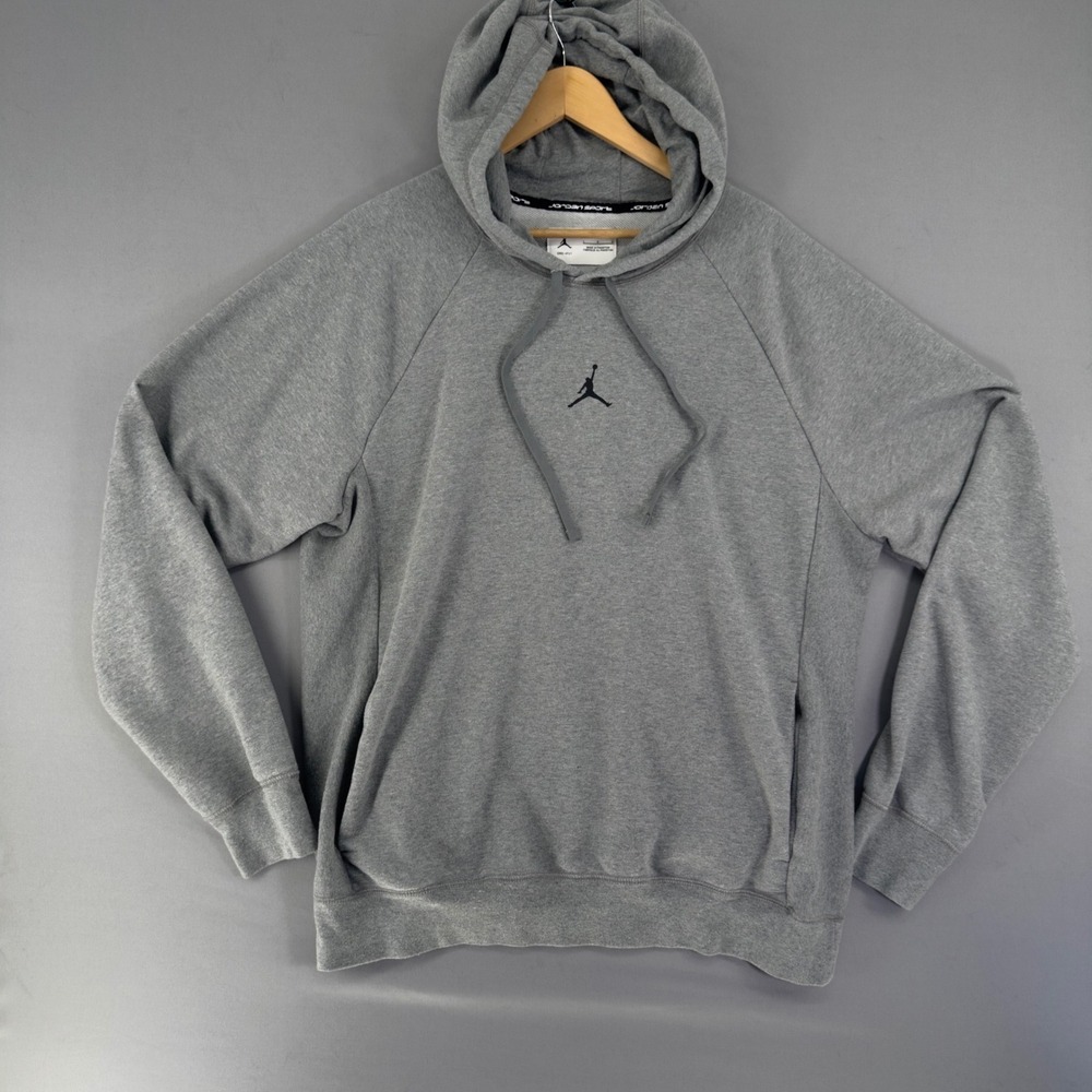 Jordan Sport Dri-FIT Mens Hoodie Grey Carbon Heather Jumpman DQ7327-091 Large